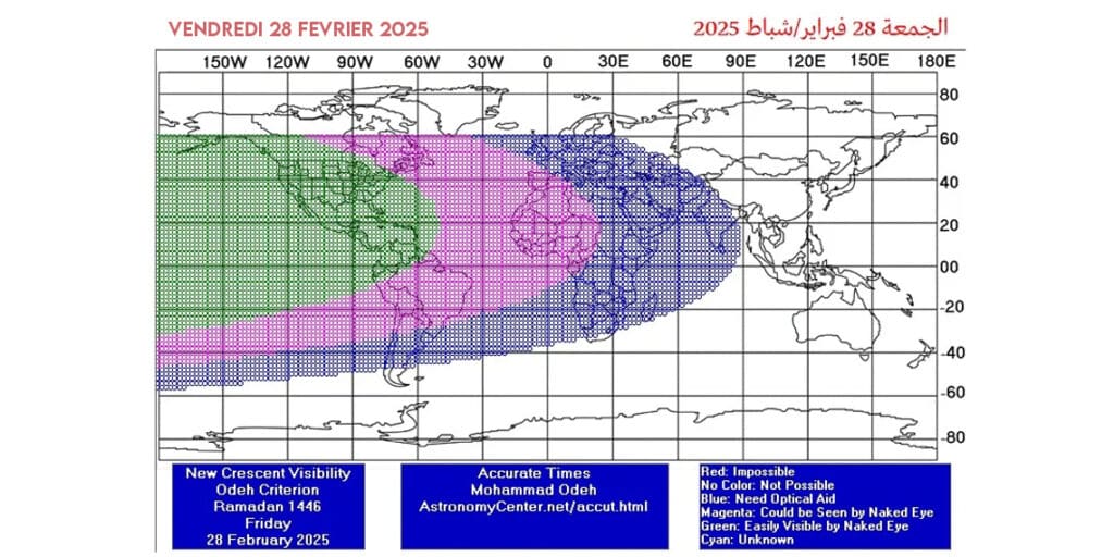 carte de visibilité, 1er jour du ramadan 2025